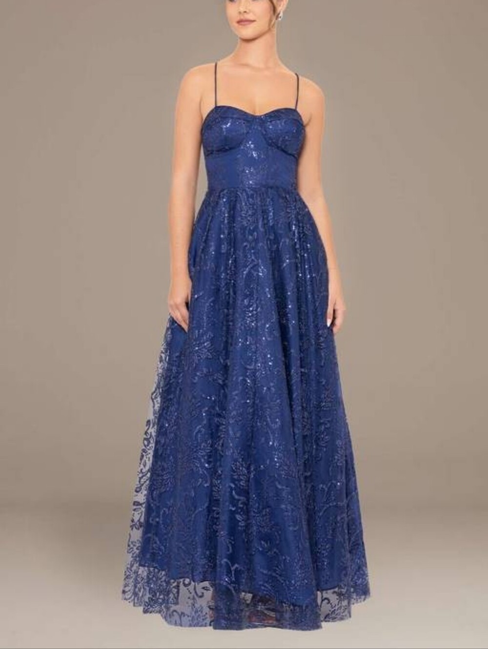 Sz 9 (fits 8ish imo, adjustable bust) Blondie Nites Navy Glitter Tulle Gown
